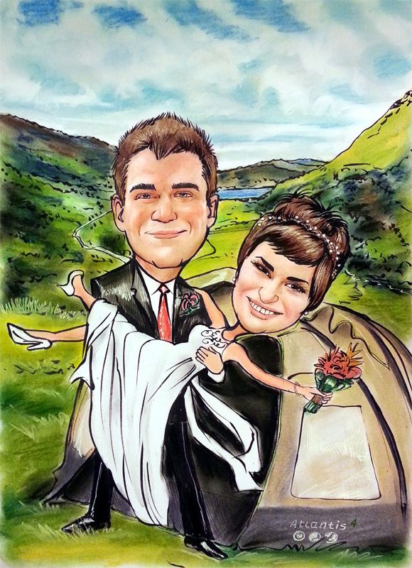 Wedding caricature from photo