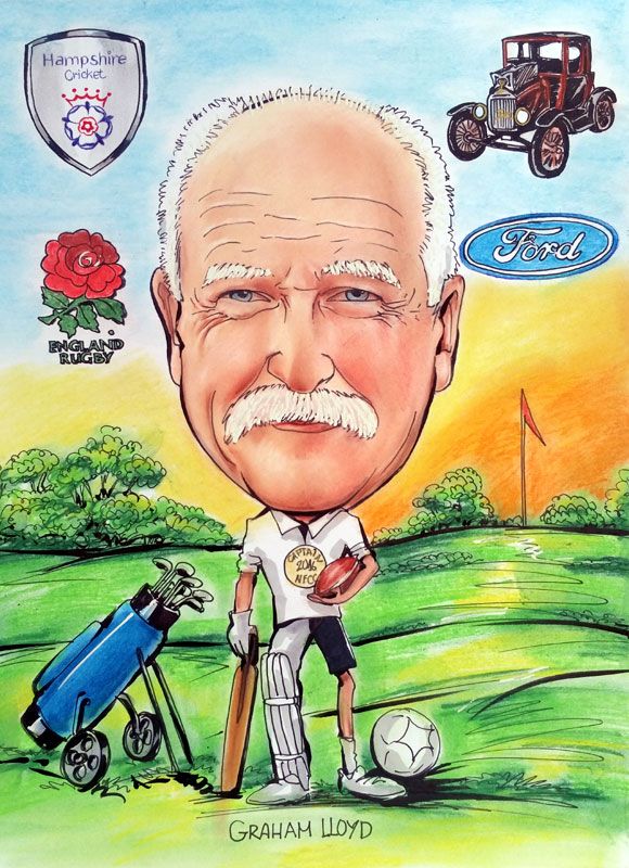 Caricature of a captain of a golf club