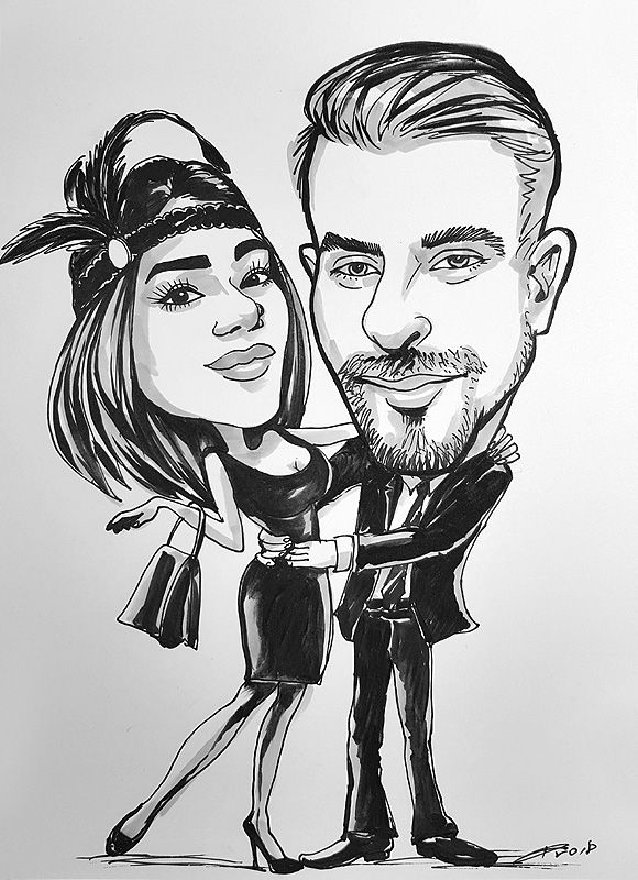 Couple caricatures from photo