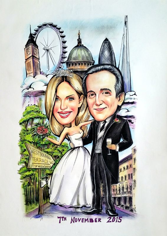 Wedding caricature board London