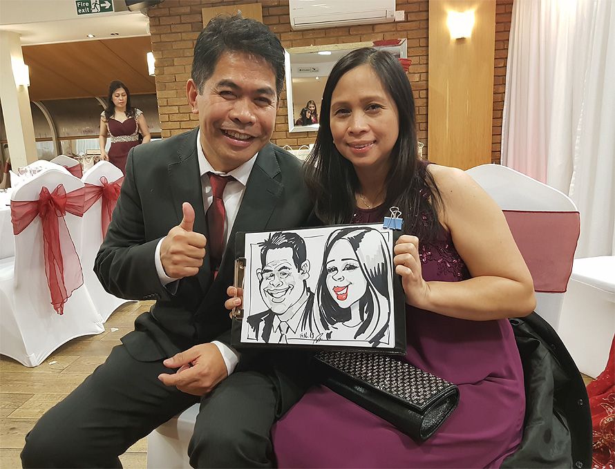 wedding caricatures of the family