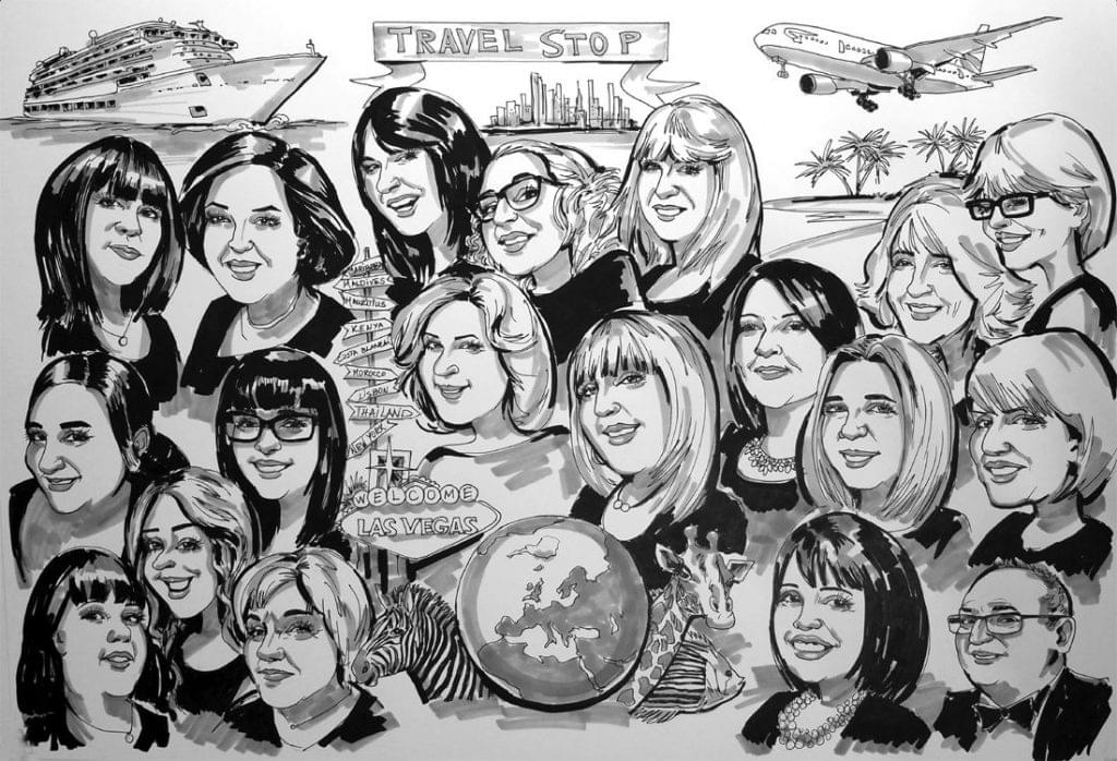 Caricature from photo of a travel agency