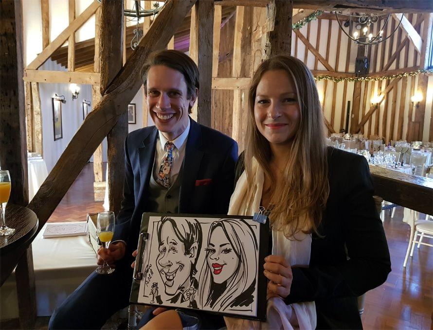 wedding caricature of friends