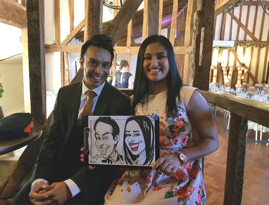 wedding caricature of friends