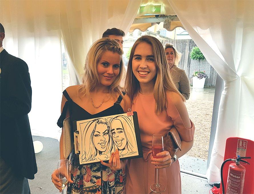 Wedding caricatures of 2 girls
